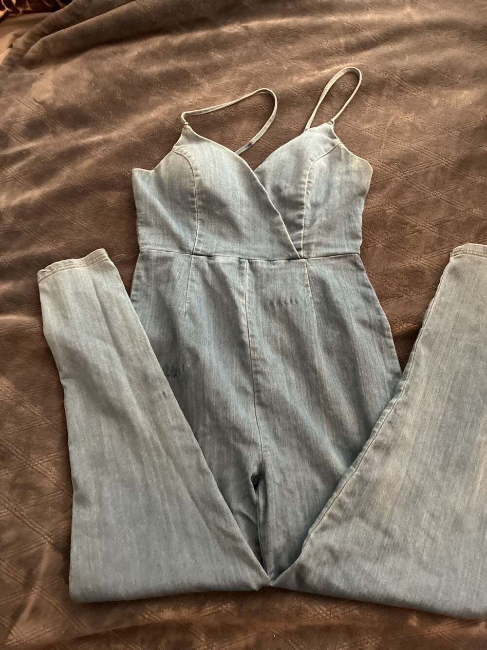 Fashion Nova What's The Move Light Wash Denim Jumpsuit